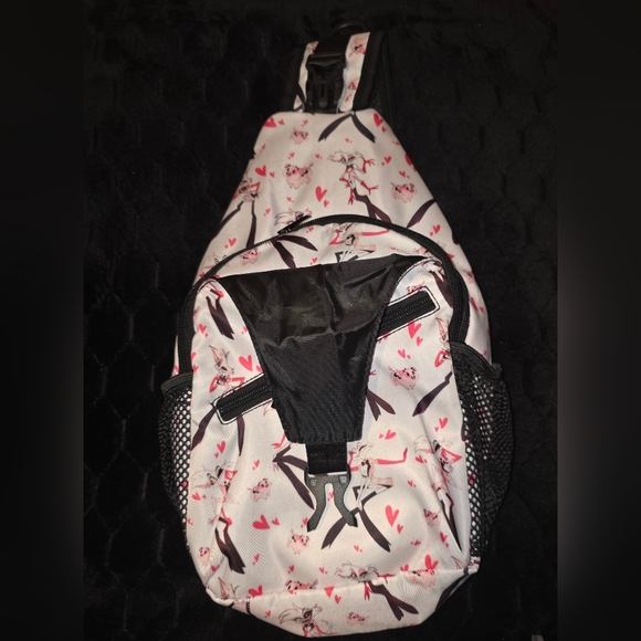 Hazbin Hotel Angel Dust Sling Bookbag / Backpack!‎ Crossbodyl Pink/White Fanmade